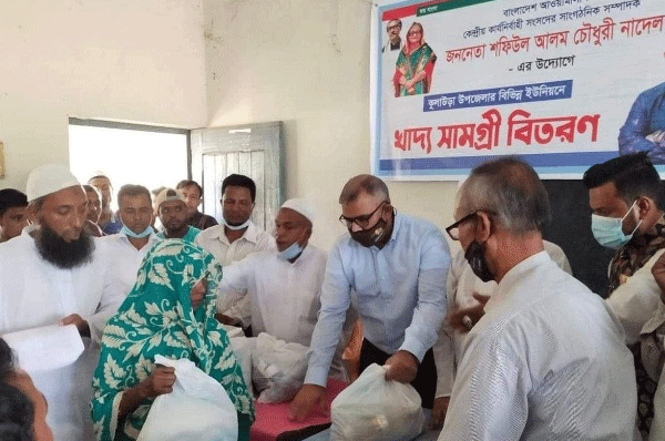 কুলাউড়ায় দুস্থ-অসহায়দের মাঝে খাদ্য সামগ্রী বিতরণ করলেন নাদেল