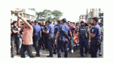 ছাতকে পুলিশের বাঁধার মুখে ছাত্রদলের বিক্ষোভ মিছিল
