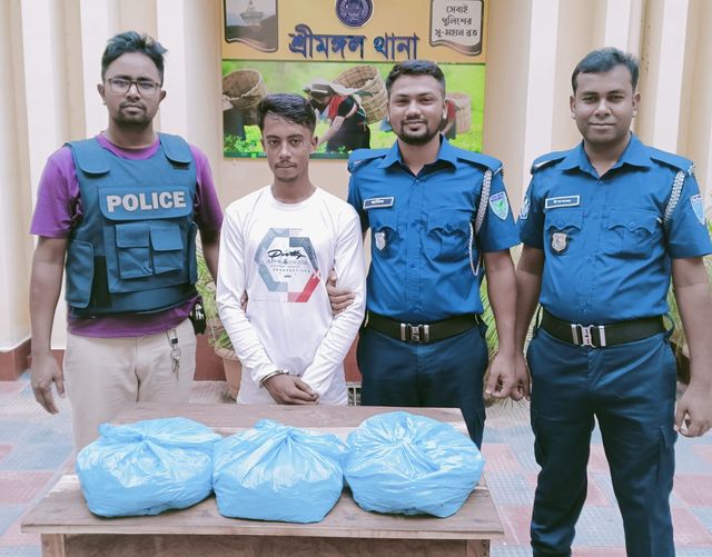 শ্রীমঙ্গল থানা পুলিশের অভিযানে গাঁজাসহ মাদক ব্যবসায়ী গ্রেফতার